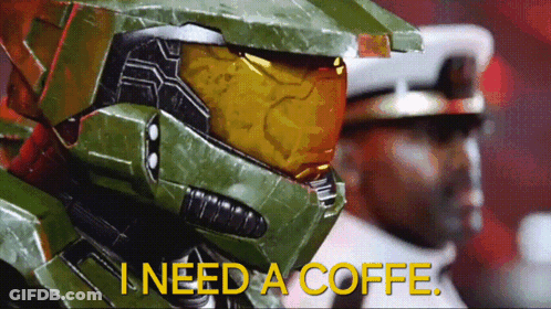 Video Game Character Saying I Need Coffee GIF