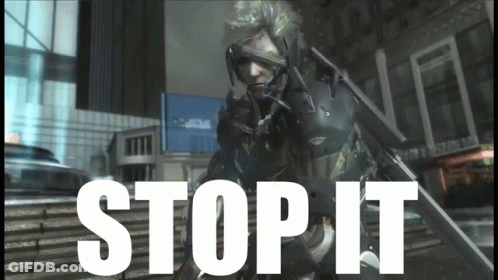 Video Game Character Saying Stop It In Front Of Building GIF