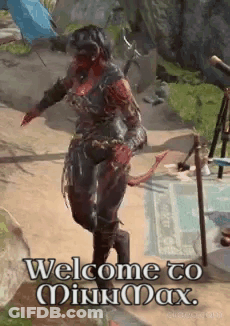 Video Game Character Saying Welcome To Minmax While Dancing GIF
