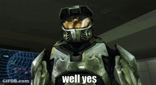 Video Game Character Saying Well Yes On Chest GIF