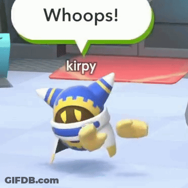 Video Game Character Saying Whoops Kirpy GIF