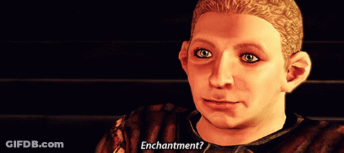 Video Game Character Says Enchantment In Dark Room GIF