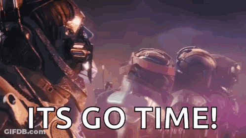Video Game Character Says It's Go Time With Soldiers GIF