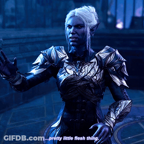 Video Game Character Says Pretty Little Flesh Thing In Dark Room GIF