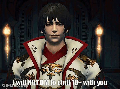 Video Game Character Says Will Not DM To Chill 18+ GIF