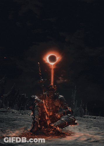 Video Game Character Sitting In Front Of Ring Of Fire GIF