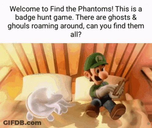 Video Game Character Sitting On Bed With Ghost And Phone GIF