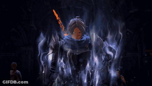 Video Game Character Sparks From Chest GIF
