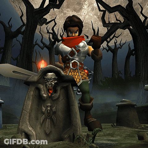 Video Game Character Standing By Gravestone GIF