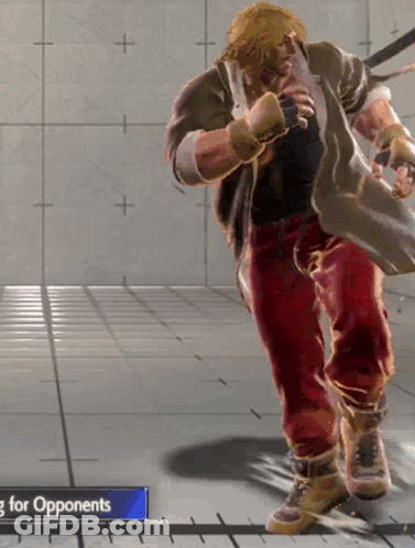 Video Game Character Standing In Front Of Fighting For Opponents Sign GIF