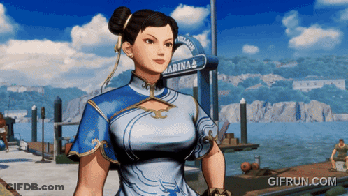 Video Game Character Standing In Front Of Marina Sign GIF