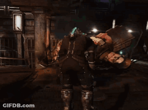 Video Game Character Standing In Front Of Screen With Cartoon Characters GIF