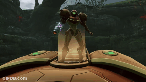 Video Game Character Standing On Platform With Gun GIF