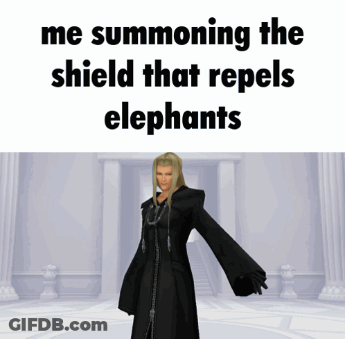 Video Game Character Summoning Elephant-Repelling Shield GIF
