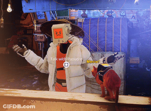 Video Game Character Talking To Cat Pacudre GIF