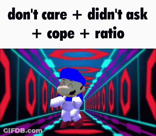 Video Game Character Walking Hallway Don't Care Didn't Ask Cope Ratio GIF