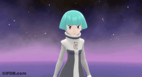 Video Game Character With Blue Hair And Letter G GIF