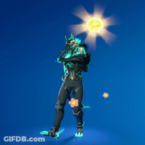 Video Game Character With Flowers And Sun GIF