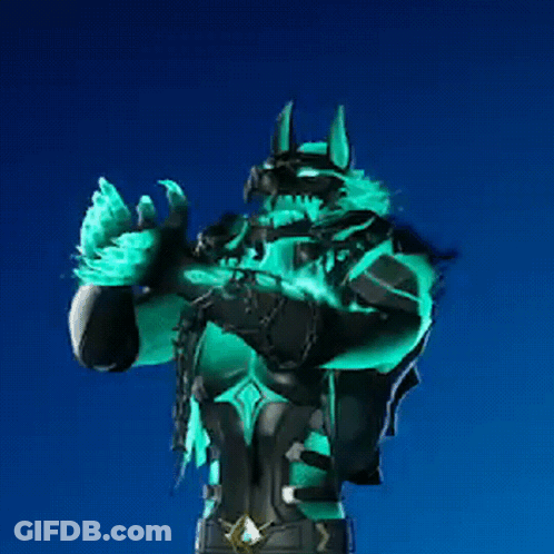 Video Game Character With Glowing Green Arms And Blue Sky GIF