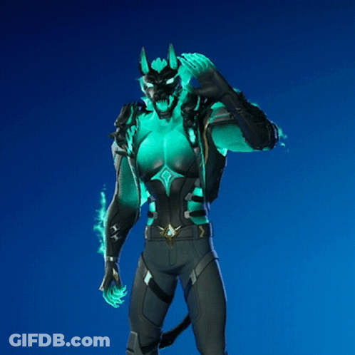 Video Game Character With Glowing Green Arms Blue Background GIF