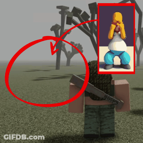 Video Game Character With Homer Simpson Behind GIF