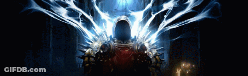 Video Game Character With Hood And Glowing Wings GIF