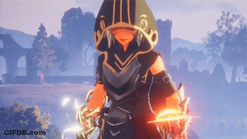 Video Game Character With Hood And Sword GIF