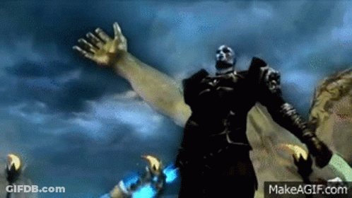 Video Game Character With Huge Arm In Field GIF