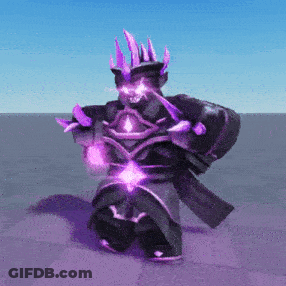 Video Game Character With Purple Glowing Eyes And Crown GIF