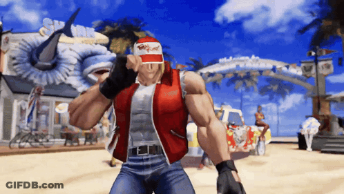 Video Game Character With Red Vest King Of Fighters GIF