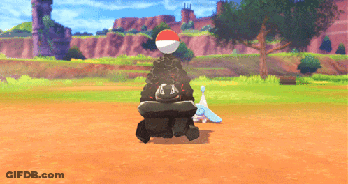 Video Game Character With Red White And Black Ball GIF