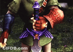 Video Game Character With Sword And G Gloves GIF