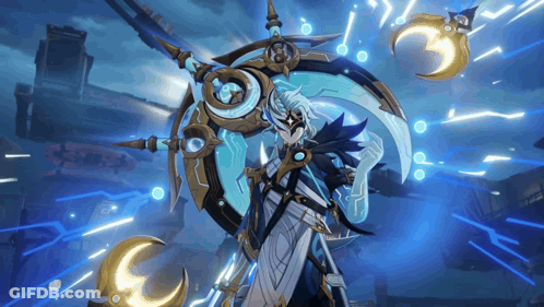 Video Game Character With Sword And Shield GIF