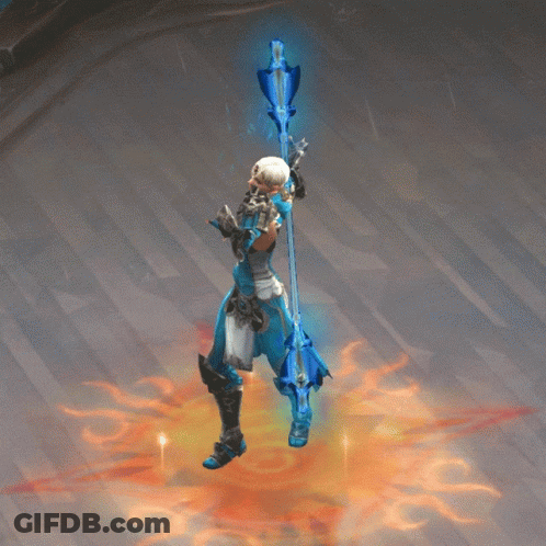 Video Game Character With Sword And Shield GIF