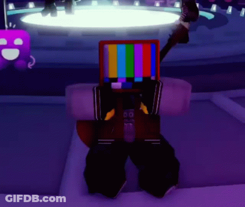Video Game Character With TV Screen On Head GIF