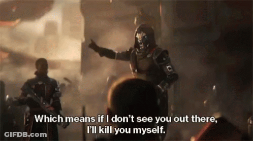 Video Game Characters Talking One Holding Gun GIF