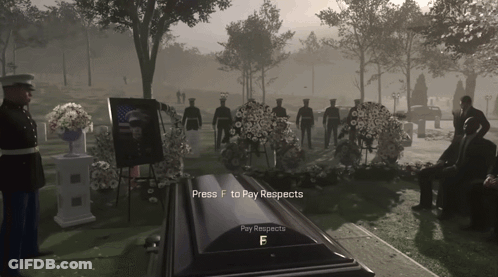 Video Game Funeral Coffin Press F To Pay Respects GIF