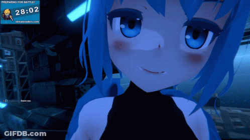 Video Game Girl With Blue Hair GIF