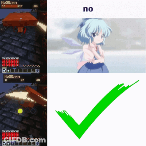 Video Game Girl With Check Mark Saying No GIF