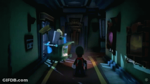 Video Game Hallway With Number 564 GIF