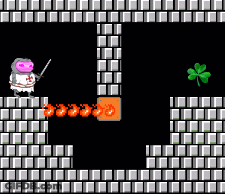 Video Game Knight With Sword And Clover GIF