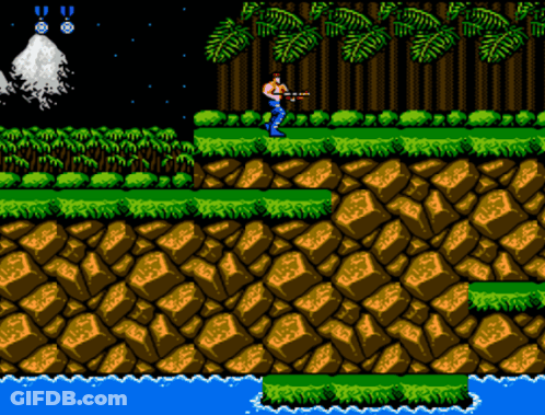 Video Game Man Holding Gun With Mountain Background GIF