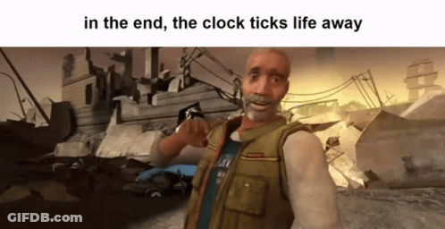 Video Game Man In The End Clock Tick's Life Away GIF