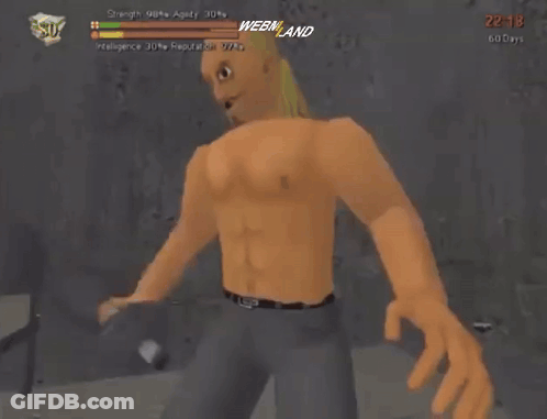 Video Game Man Saying Bigger By Wall GIF