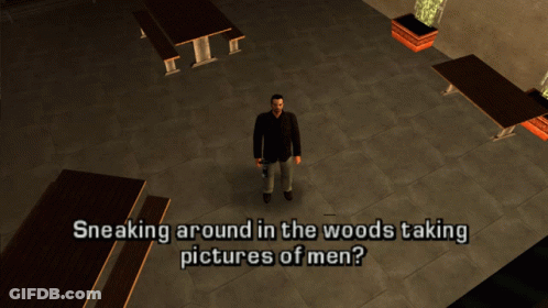 Video Game Man Sneaking Around In The Woods GIF