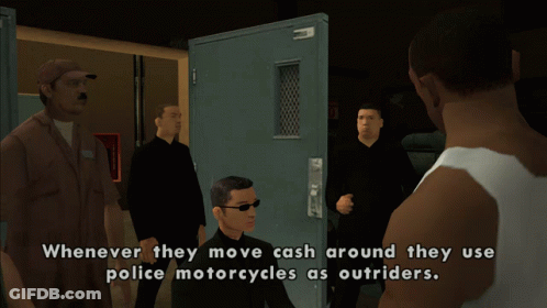 Video Game Move Cash Police Motorcycles Outsiders GIF