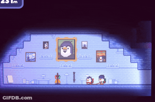 Video Game Penguin Painting On Wall GIF