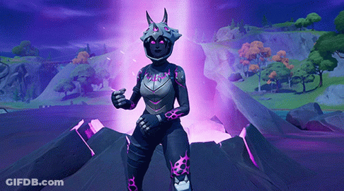 Video Game Person Standing On Rock With Purple Light GIF