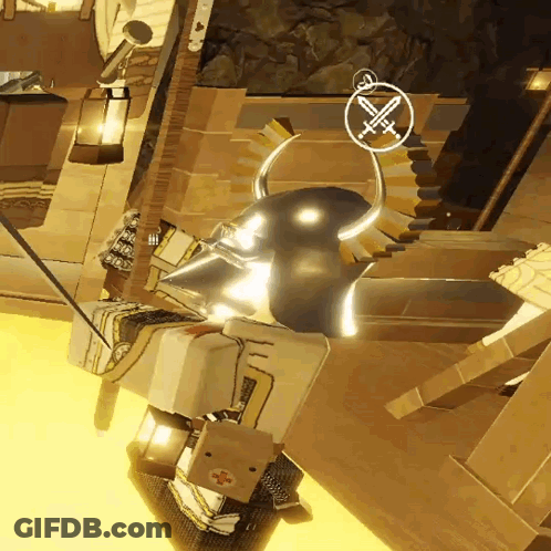 Video Game Person With Sword Hanging From Head GIF