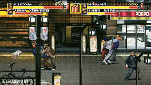 Video Game Played On Street With Poppin Oppo Sign GIF